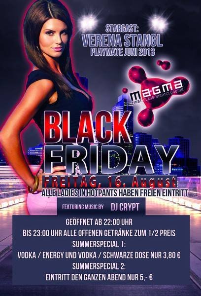 Party Black Friday Playmate Verena Stangl Dj Crypt Magma Club