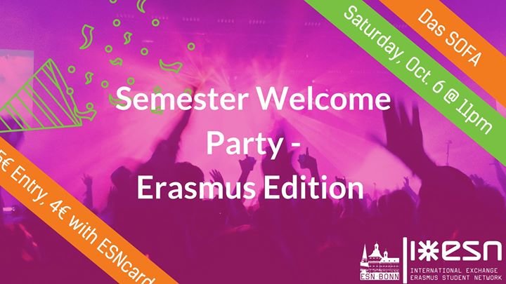 Party - Semester Welcome Party - Erasmus Edition - Das ...