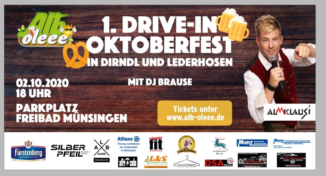 Tickets Fur Drive In Oktoberfest Am 02 10 2020 Parkplatz Freibad Munsingen Munsingen