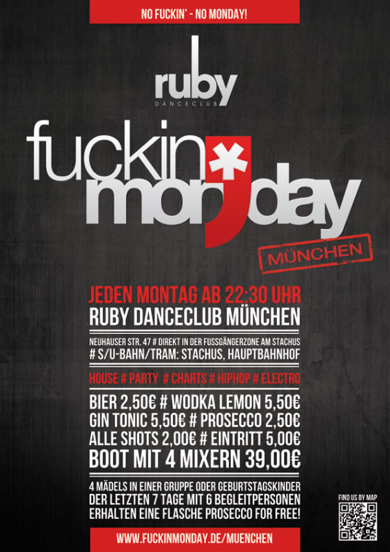 Hintergrund Veranstaltungsreihe FUCKIN' MONDAY: Dein Montag in München!